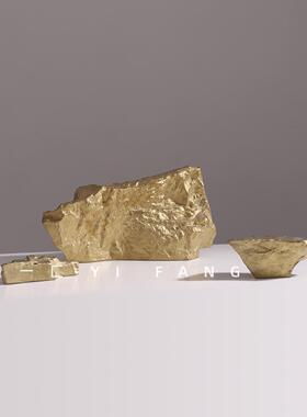 一匚新中式售楼处假山石头艺术品台面摆件装饰品陶瓷展示厅书房