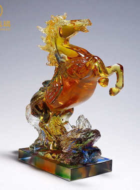 生肖马摆件琉璃工艺品马到成功桌面水晶创意礼品装饰品送领导客厅