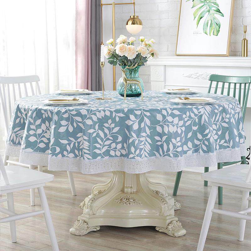 加厚PVC圆桌布餐厅防水圆桌家用免洗圆形布田园大防油餐桌桌布