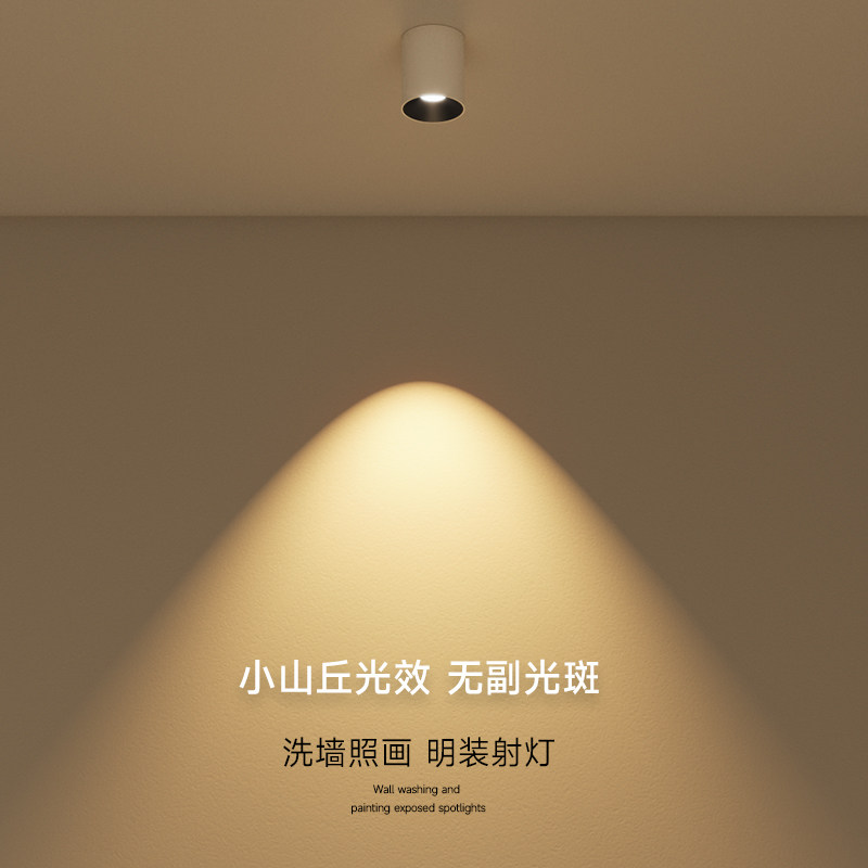 明装筒灯家用防眩圆形射灯吸顶式小山丘洗墙全光谱客厅智能无主灯