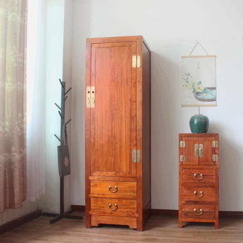 香樟实木挂衣柜单门60cm单人橱卧室宽窄床头小户型柜子独收纳儿童