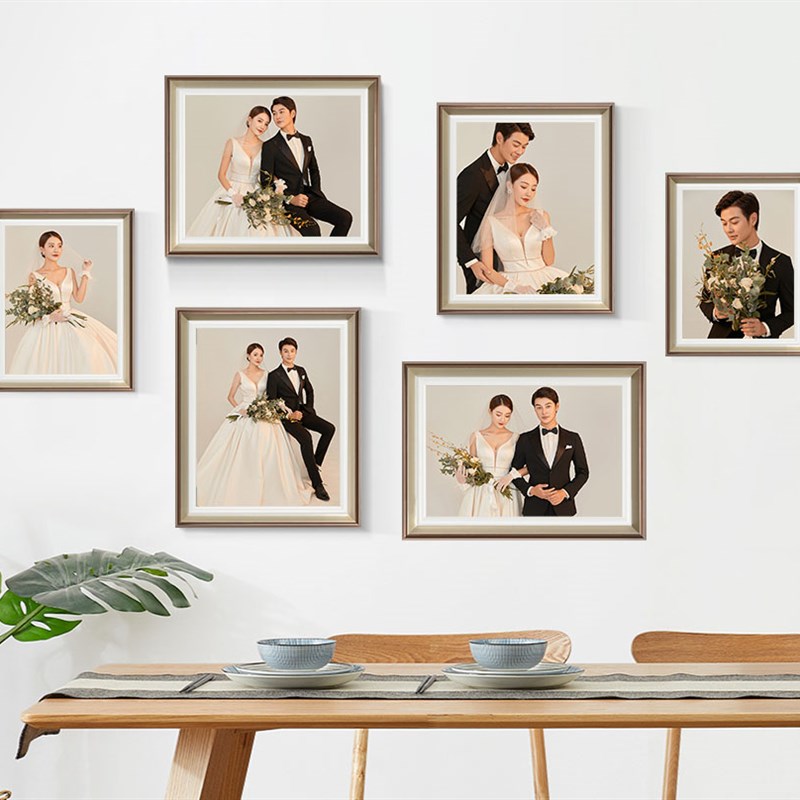 影楼照片墙相框洗照片婚纱照结婚照宝宝儿童照全家福组合挂墙定制