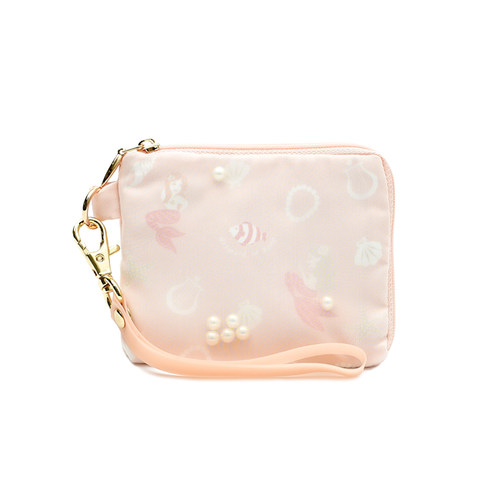 日单少女心美人鱼公主印花小珍珠欧根纱零钱包 钥匙包 迷你手拎包