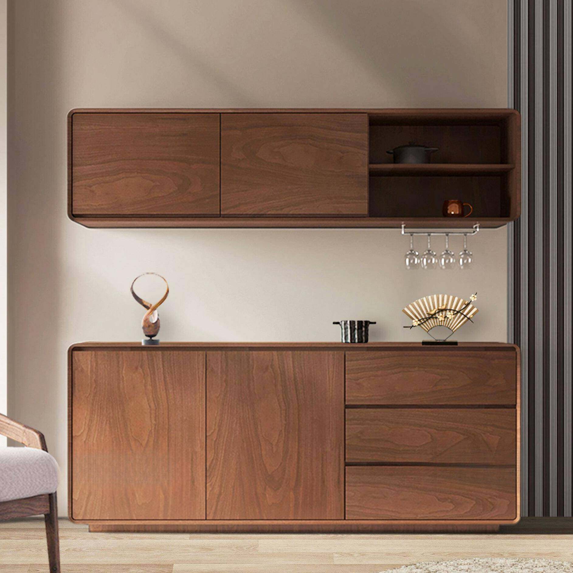 现代简约实木餐边柜储物柜岩板多功能厨房茶水柜斗柜胡桃色置物柜,3C数码配件,其它配件,淘宝优惠券,粉丝福利购,淘宝优惠卷