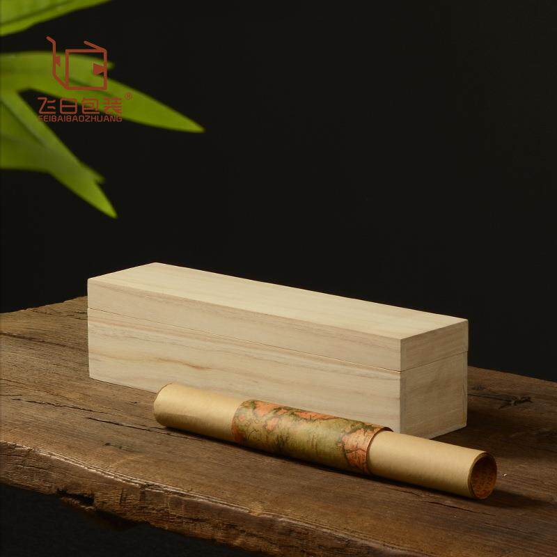 天地盖桐木盒优质实木盒书画字画盒长方形卷轴木质书画装轴收藏盒