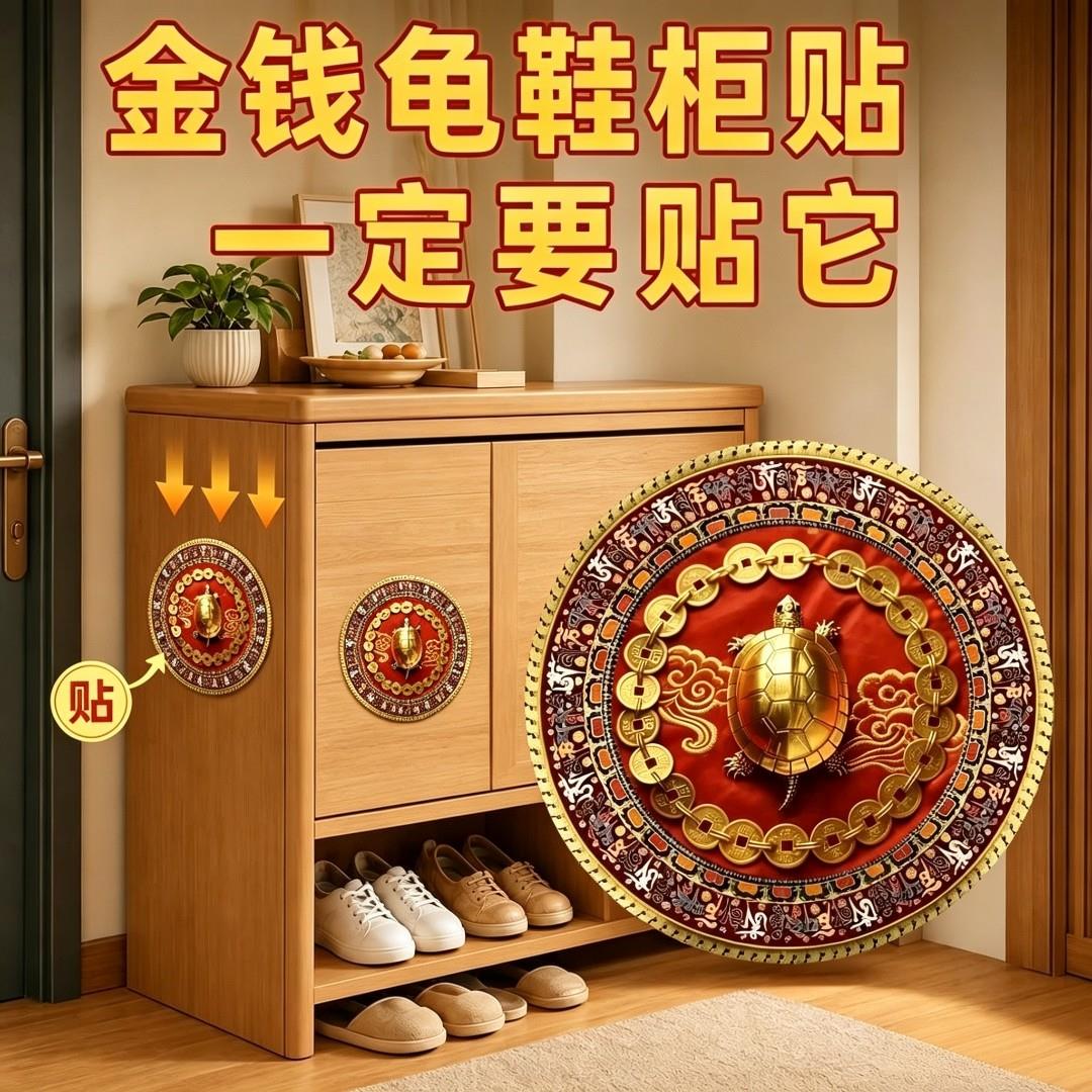 开门见鞋柜金钱龟贴入户门侧面有冰箱贴