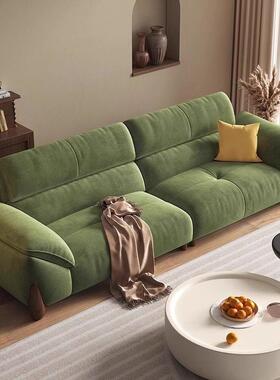 新款复古奶油风沙发客厅现代简约小户型家用雪尼尔猫爪布绿色沙发