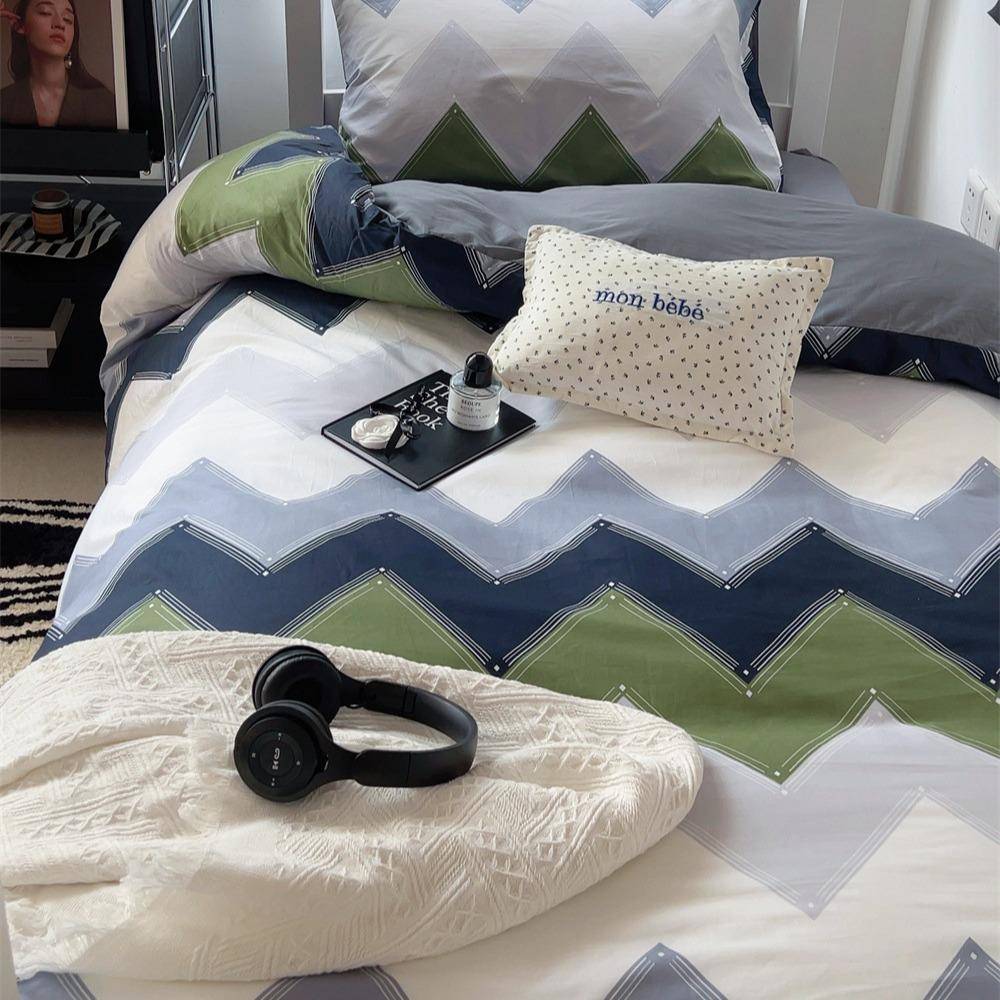 极简冷淡系13070纯棉四件套男生床品被罩被单宿舍单人床三件套
