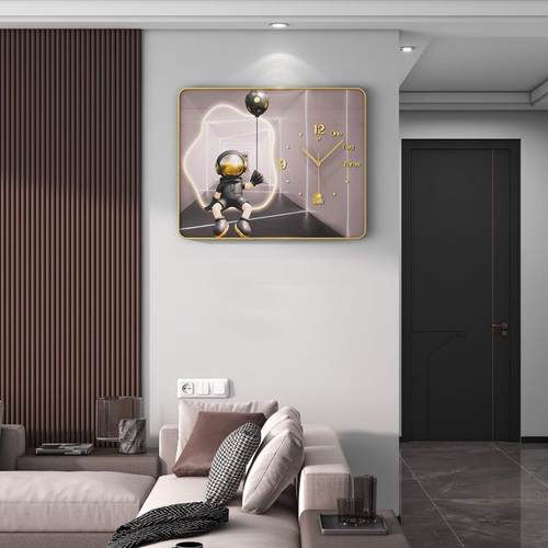 网红创意电表箱钟表客厅挂钟的轻奢钟时钟挂墙家用背景装饰画挂表