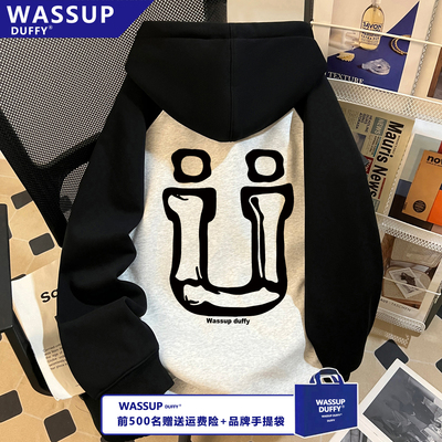 WASSUP插肩连帽卫衣男女款秋冬