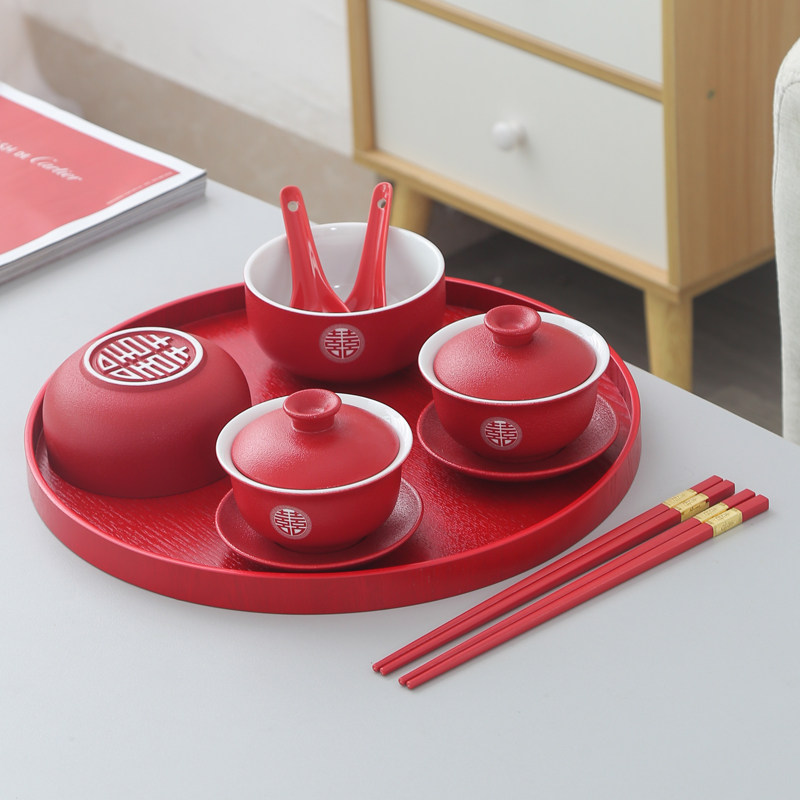 结婚敬茶杯茶具套装新人改口敬茶碗一对红色喜庆陪嫁茶杯喜碗盖碗,节庆用品/礼品,喜碗/敬茶杯,淘宝优惠券,粉丝福利购,淘宝优惠卷