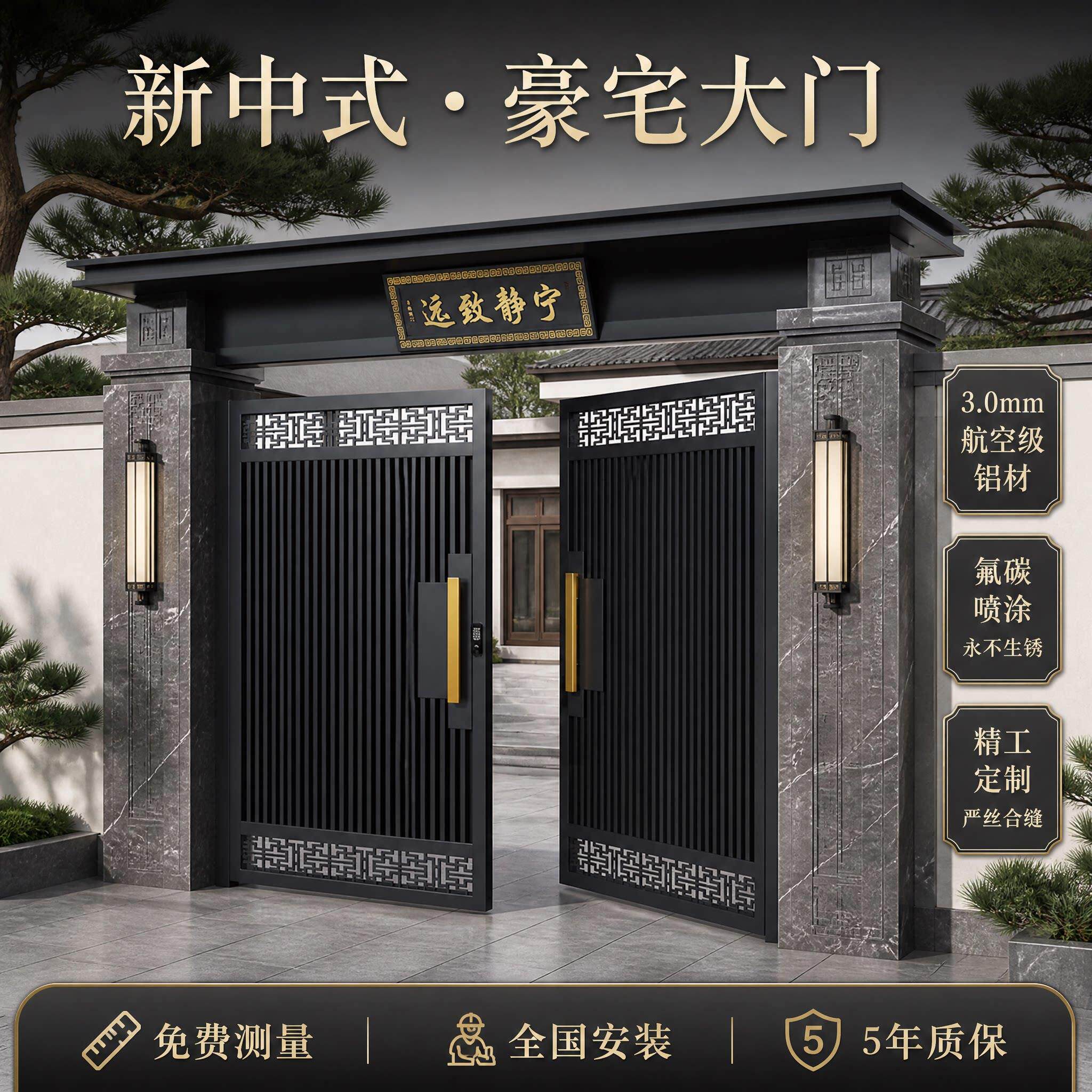 合金别墅门户外庭院门新中6063T5式子大大门农村自建房大院门庭院