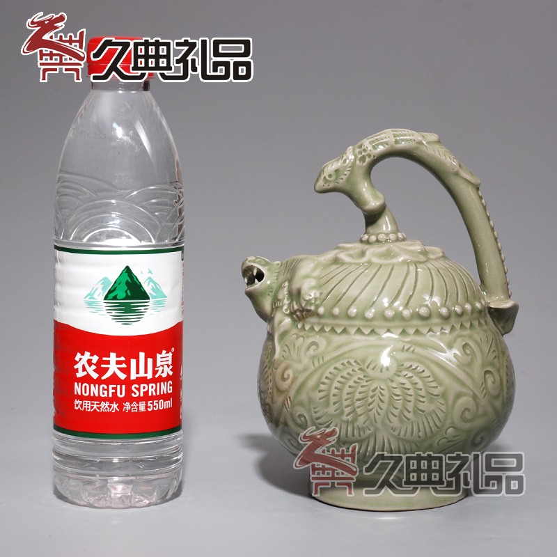 陕西特色工艺品铜川耀州瓷 单件倒装壶 酒具实用摆件商务外事礼品