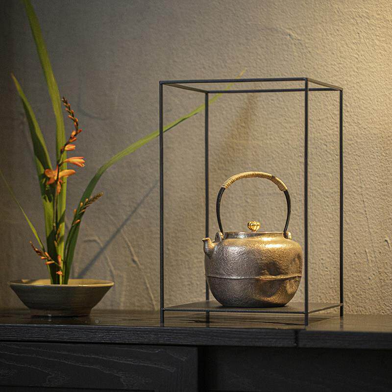 草寺铁花架茶壶茶具收纳展示架面桌木小花桌PJL盒简易家居陈设