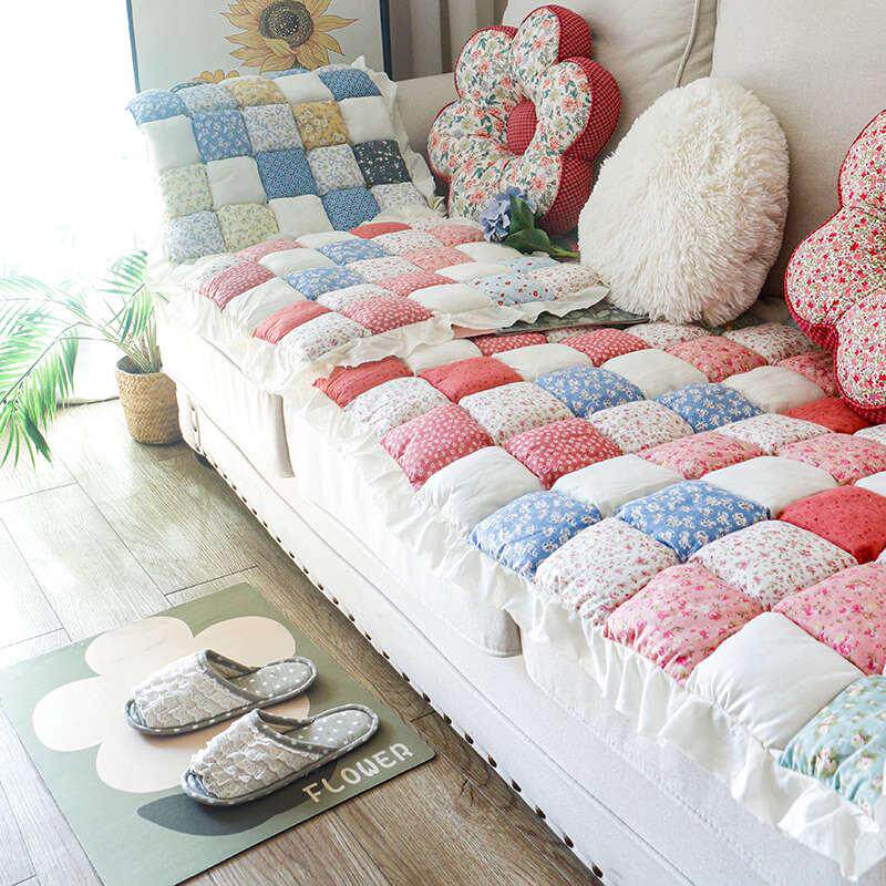 韩式田园纯棉加厚沙发垫垫馒头手工垫子防滑窗四季坐垫飘拼布通用