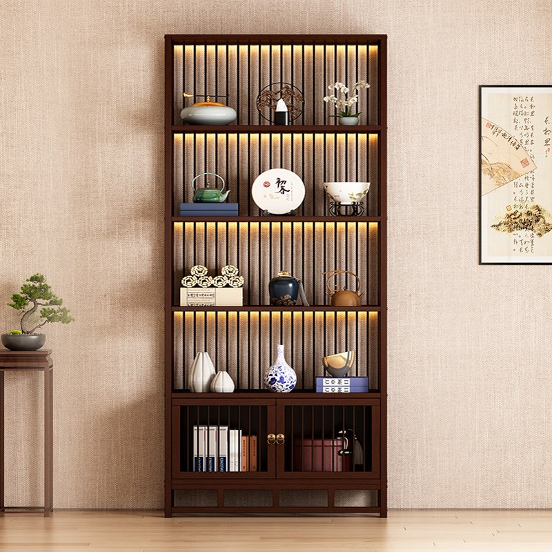 博古架实木中式茶叶展示架茶室摆件多宝阁茶柜茶具收纳架布置架子