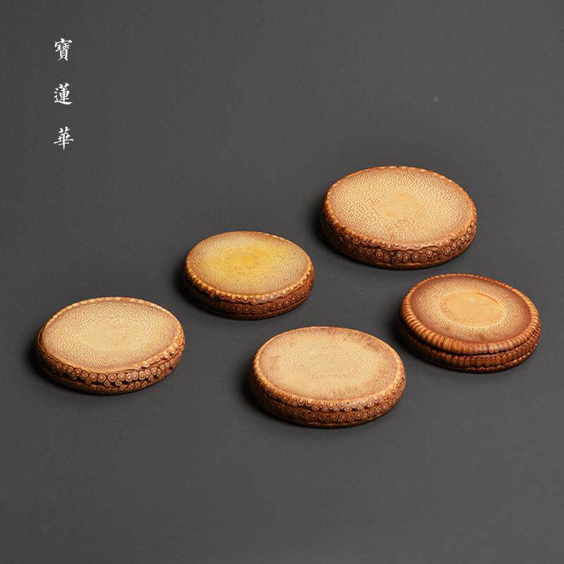 天爆满竹星然老竹根BES料手工精磨小圆盖托竹杯垫置杯托托壶竹文