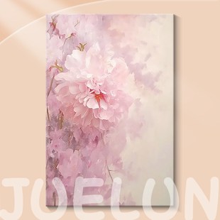 奶油风纯手绘油画粉色绣球牡丹大花朵莫奈客厅装 饰画入户玄关挂画