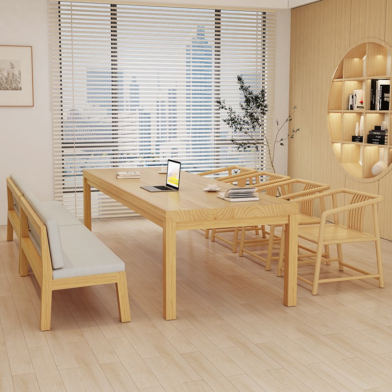 全实木书桌椅组合家用客厅原木学习桌书法长桌办公桌工作台电脑桌