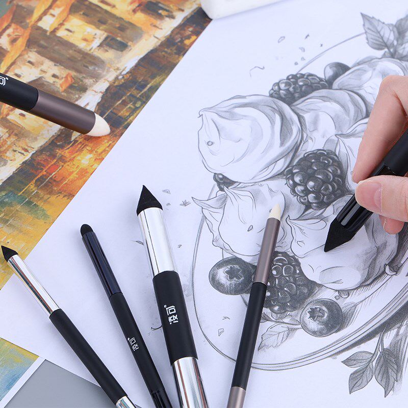 双头油画棒专用揉擦笔素描擦刀高光过渡调色晕染笔全套工具套装图片