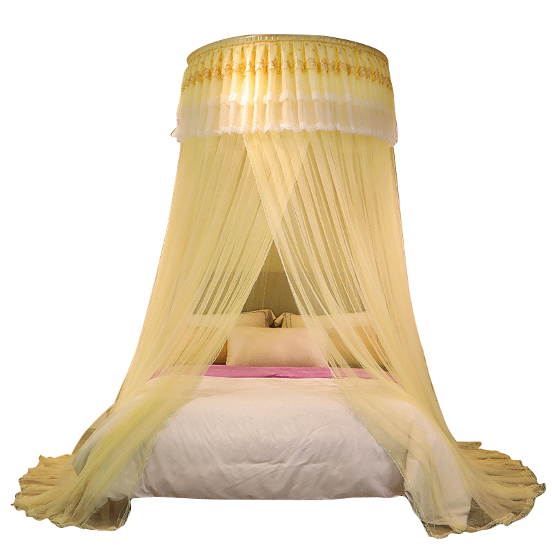 天地杆蚊帐1.8m床家用幔吊顶米免安装加密1.5m支架公主圆顶床1.2