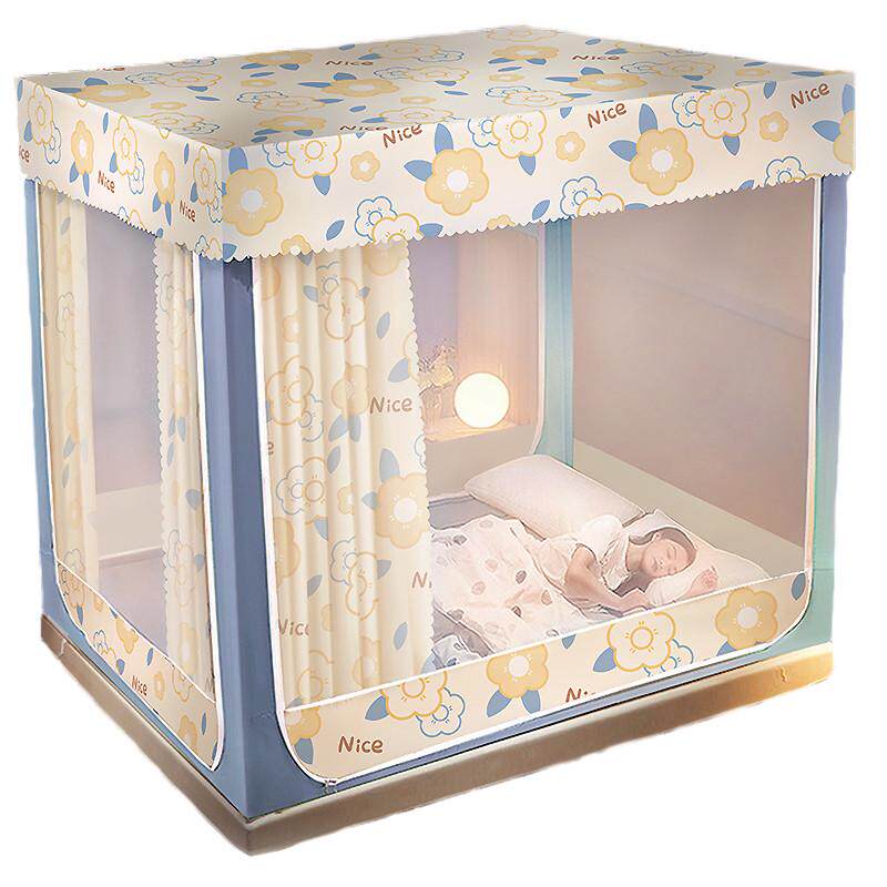 遮光床帘蚊帐家用卧室幔床布儿童床帘新款防帘子围挡蒙古包遮挡摔