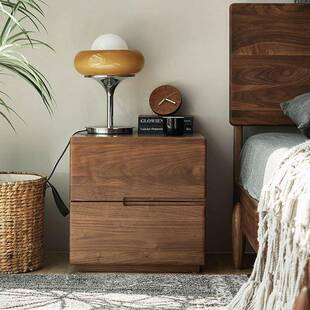 北美黑桃木全实木床室头柜暗床头柜现代简约格卧储物收纳XCS床头