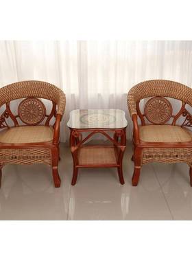 8V用印JSO尼藤椅三件套休阳台椅桌闲单人靠背真藤椅家客厅藤编中