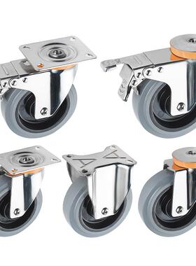 5寸刹欧款04不锈钢TP3R橡胶脚YGAM轮防锈推车脚轮125M车轮固定轮