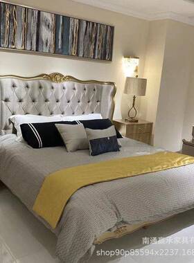 美式轻公主床维也纳HYY奢列实木法式复背古双人主卧靠软包拉系扣