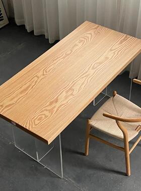 白北美蜡木大板板整茶桌餐桌面吧台原木板独板实木GIT板大板桌木