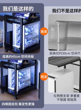电房电脑主机托架多可移动箱底座IRO机层置物架落地竞家用桌下小