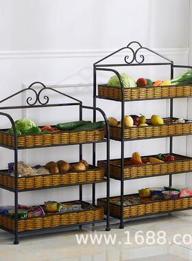 超市蔬水果架多Q-200529功能果示架水果店货展架子木质果蔬生鲜水