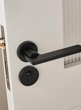 静音门灰色体锁家用房锁门室内卧室HRG分实木锁门把手通用型锁具