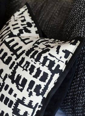 5Z用V7黑白色店系包家床旗床尾巾现代OXK简约酒民宿软装布艺靠靠