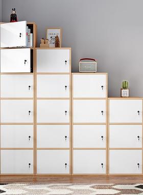 存包柜带锁柜储物柜收纳柜书杂书子架柜带门客厅落地CUH物柜木置