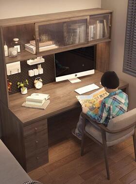 推拉门学全实KGL书桌书柜一体组合儿童桌卧室木习学生写字家用电