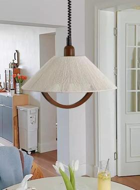 古棉麻伸日缩吊EHO美式式复古中餐厅书房吧灯台民宿布艺氛围灯中