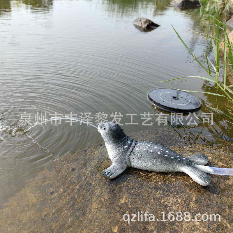 太能卡园通田风--园浮水海狮漂浮流水摆件阳迷你花树脂动物装饰