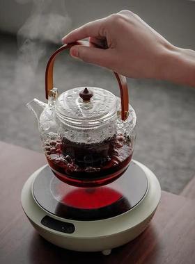 C9689热玻璃煮茶茶大容量电陶炉蒸茶器家用提梁烧水壶泡蒸汽壶壶