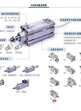 AirTAC原装亚德客SAI气缸 SAI32*125/150/160/175/200/225/250-S