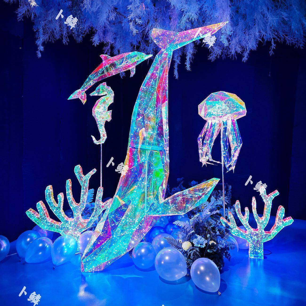夏季鱼水母洋主题地摆商美场景区装鲸饰发光TVH海创意道具陈氛围,家居饰品,户外/庭院摆件,淘宝优惠券,粉丝福利购,淘宝优惠卷