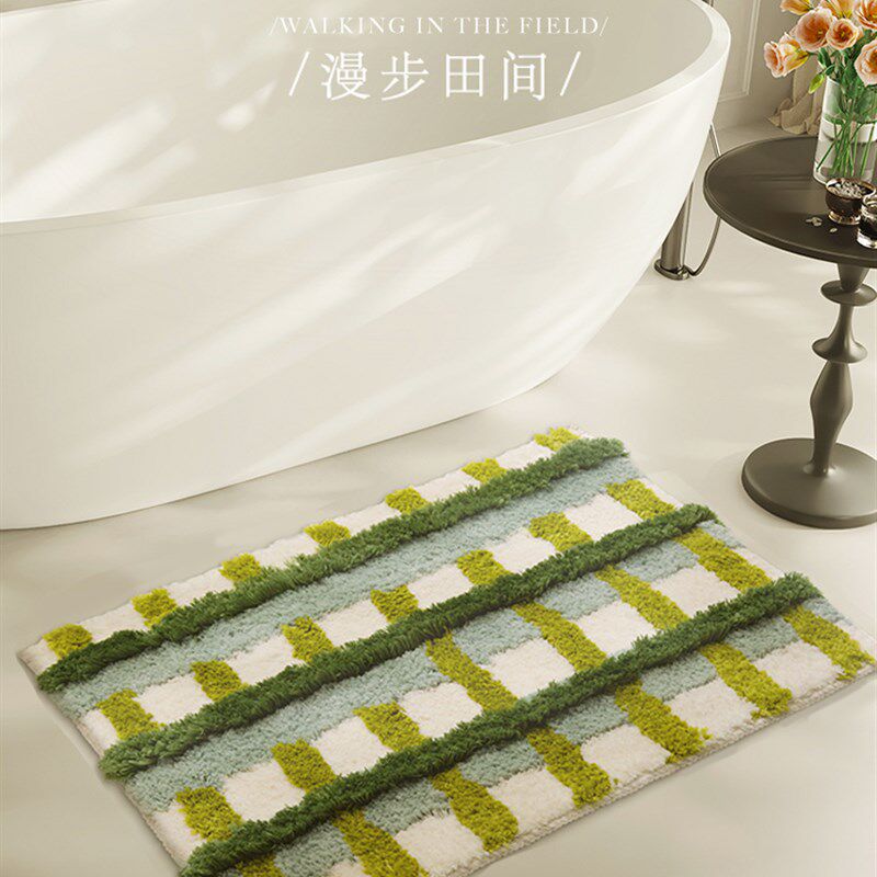 漫步触感地毯簇绒植绒吸水客厅卧室床边地毯吸尘防滑加厚艺术地毯