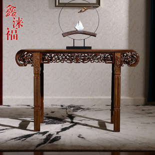红木雕花条案鸡翅木玄关桌案供供桌案几中式仿古台案台实木平头