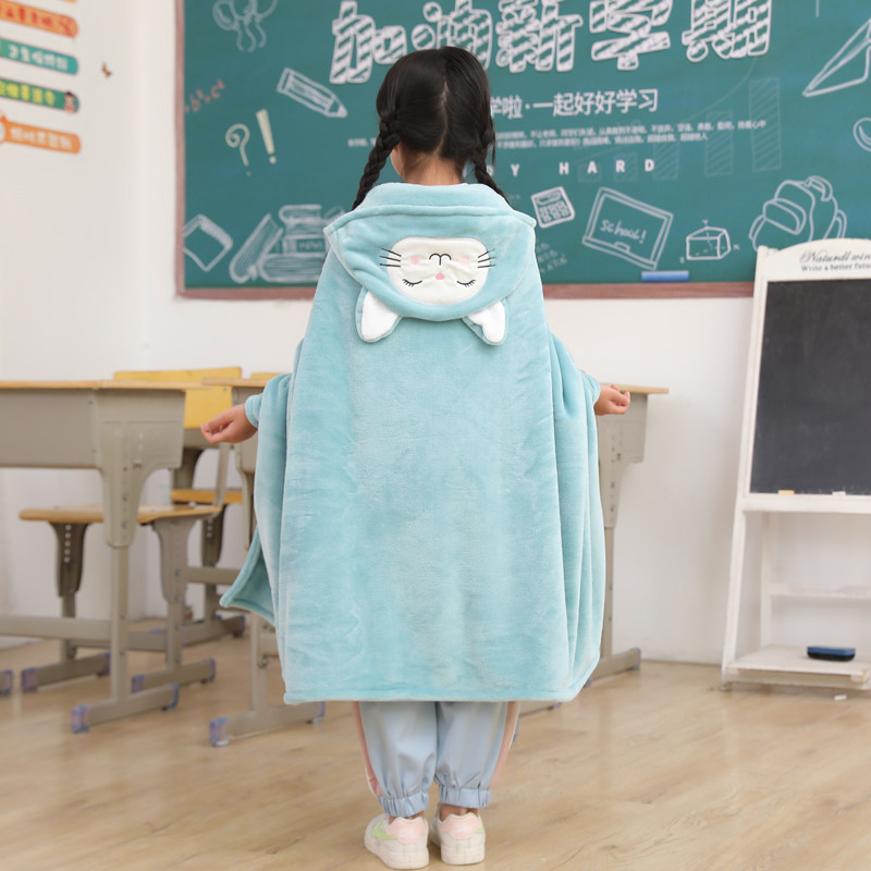 午睡毯抱枕盖毯被教室用毯子中小学生儿童披肩斗篷冬季加厚毛毯
