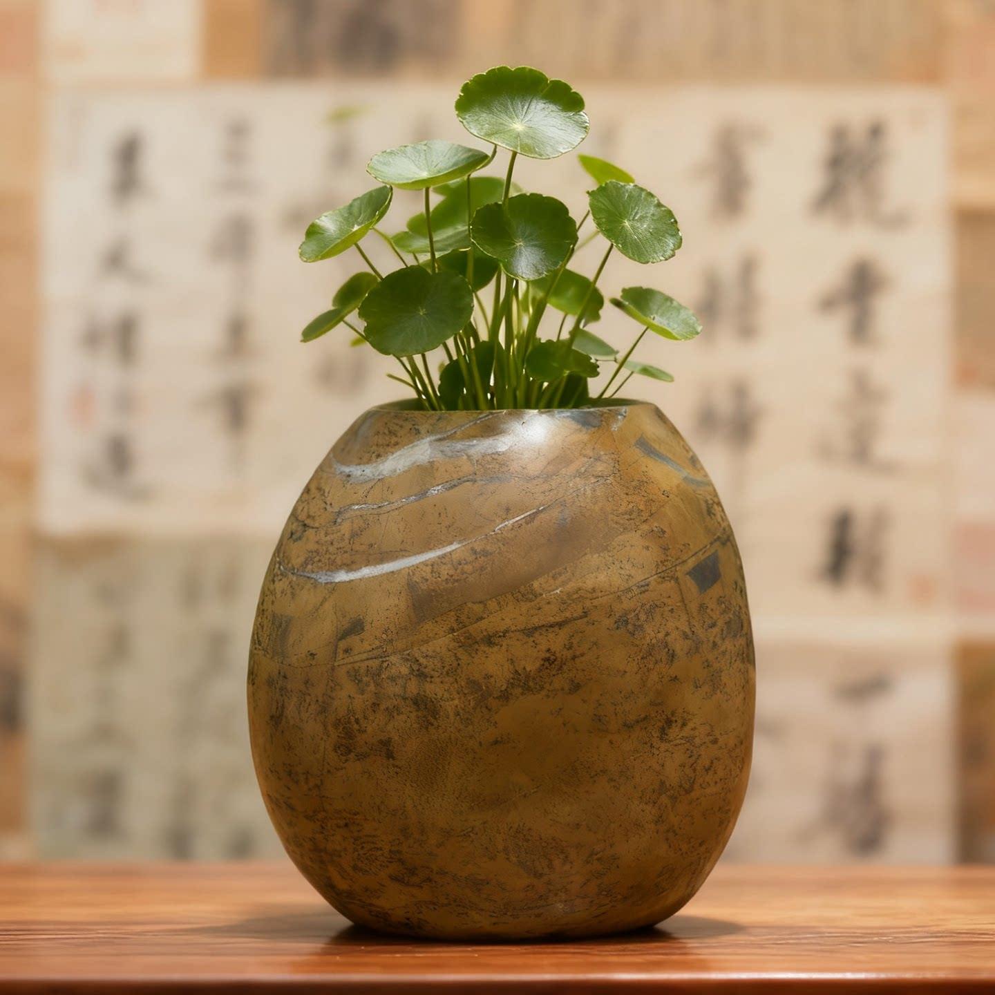 精品纯天然石头花盆鹅卵石盆多肉植物花瓶老桩盆石瓶水培创意插花