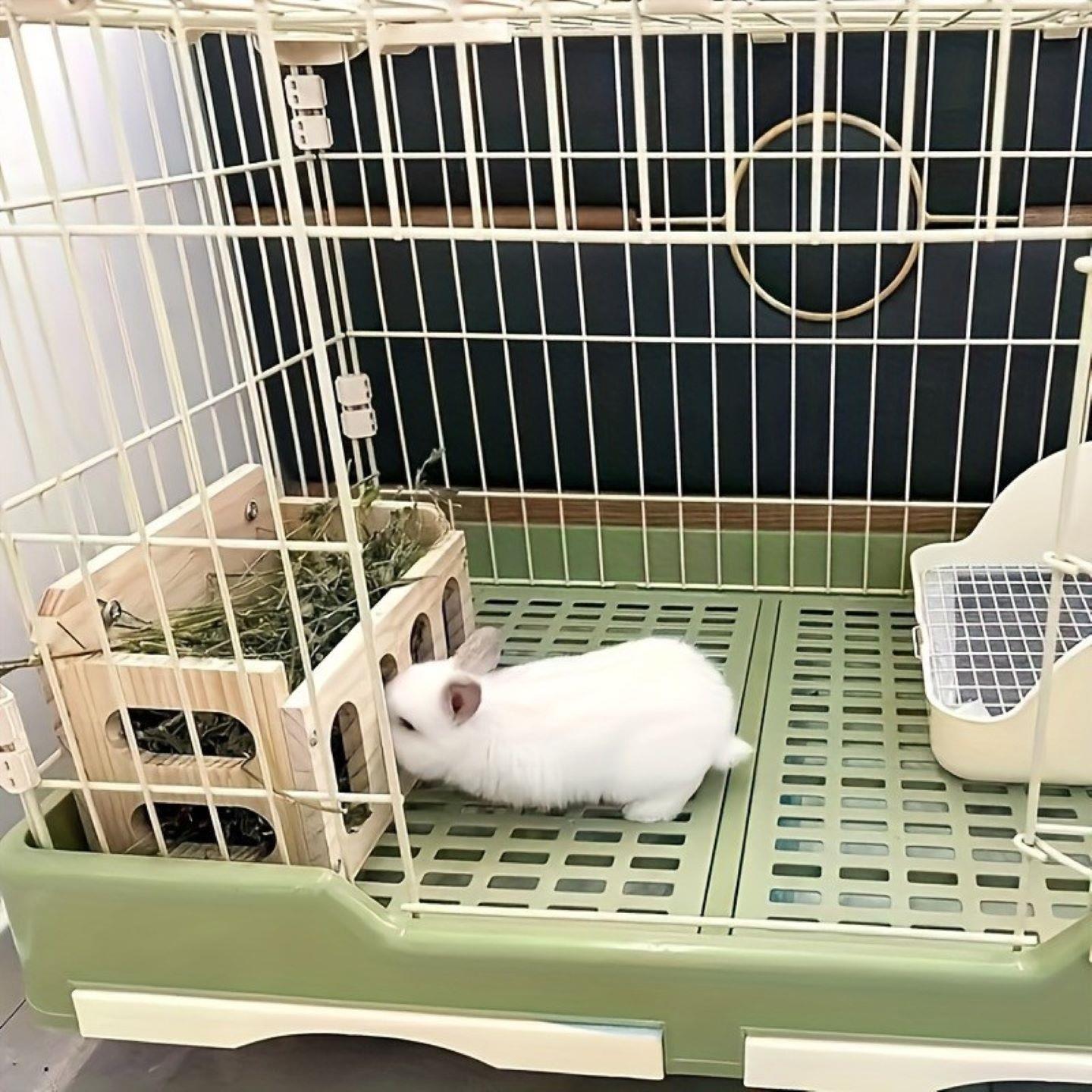 龙猫木质草架兔子荷兰猪豚鼠可固定柜笼内置防浪费食盆实木喂草器