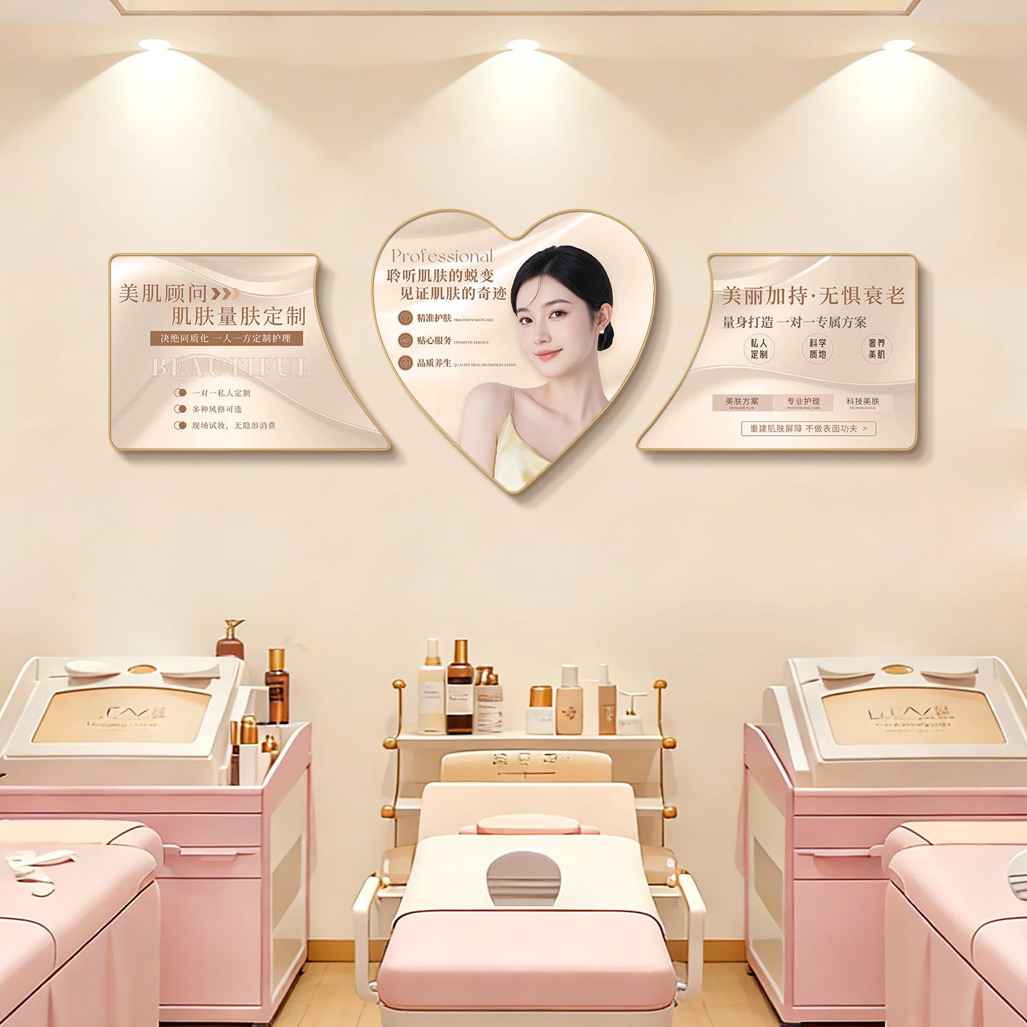 美容院墙面装饰画高级感氛围布置皮肤管理美容店养生馆形象墙挂画
