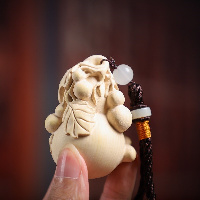 小叶黄杨木雕文玩手捻小葫芦手把玩件福禄汽车挂件福禄满堂男拇指