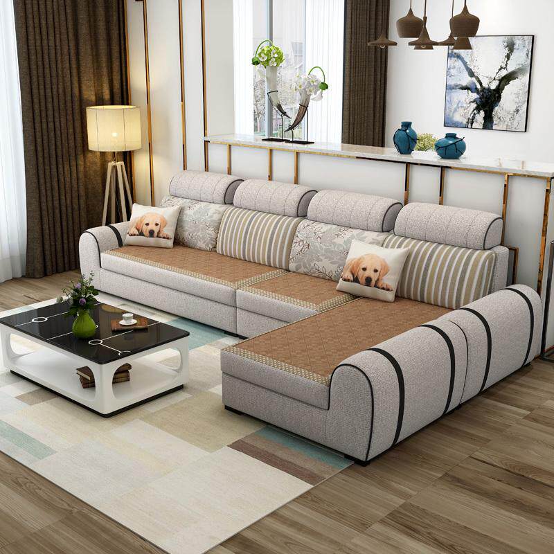 客厅组合布艺沙发冬夏两用沙发可简约带凉席整装贵妃沙发拆洗现代